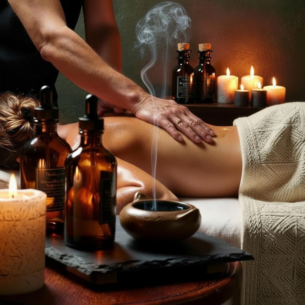 Aromatherapy massage session at Bloom Thai Therapy in Arlington VA for spring wellness and seasonal body reset